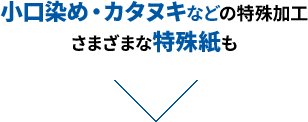 小口染め・カタヌキなどの特殊加工や、さまざまな特殊紙も取り扱っています